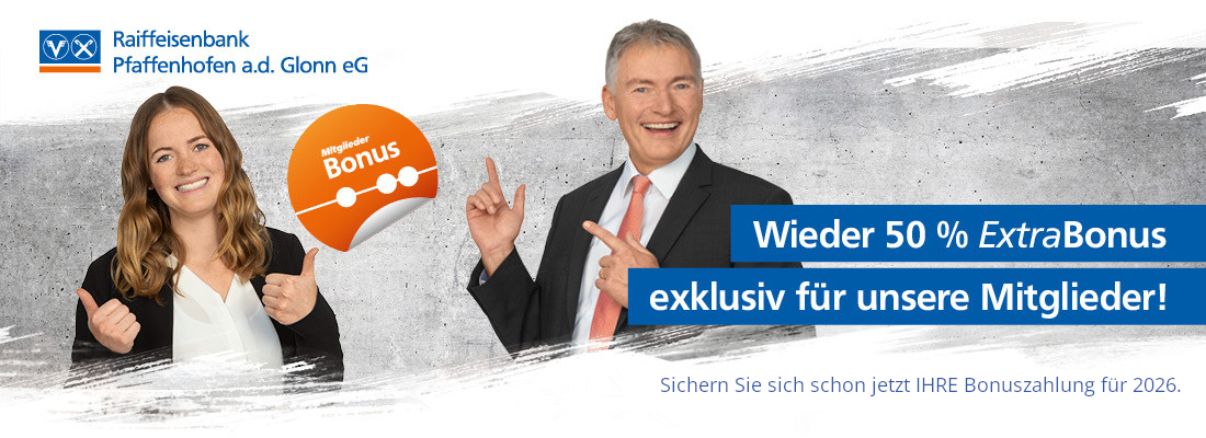 Wieder 50 % ExtraBonus für unsere Mitglieder!